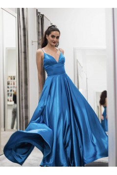 A-Line V-Neck Long Prom Dresses Formal Evening Gowns 601864