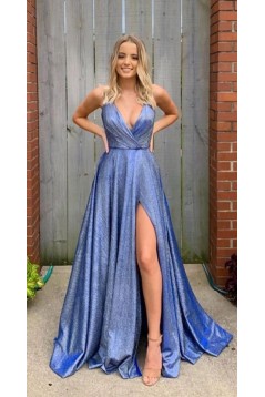 A-Line V-Neck Long Prom Dresses Formal Evening Gowns 601881