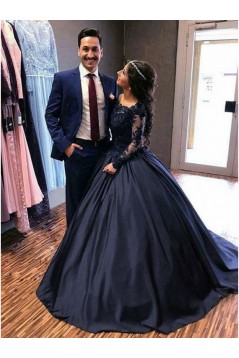 Ball Gown Lace Long Sleeves Prom Dresses Formal Evening Gowns 601886