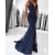 Mermaid Lace V-Neck Long Prom Dresses Formal Evening Gowns 601888