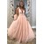 A-Line Tulle V-Neck Long Prom Dresses Formal Evening Gowns 601890