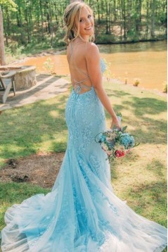 Elegant Mermaid Lace Long Prom Dresses Formal Evening Gowns 601896