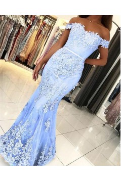 Mermaid Off-the-Shoulder Lace Long Prom Dresses Formal Evening Gowns 601904