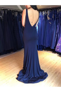 Mermaid Deep V-Back Long Prom Dresses Formal Evening Gowns 601908