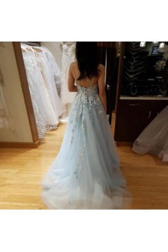 A-Line V-Neck Long Prom Dresses Formal Evening Gowns 601924