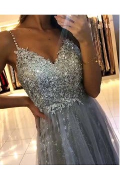 A-Line Beaded Lace Long Prom Dresses Formal Evening Gowns 601935