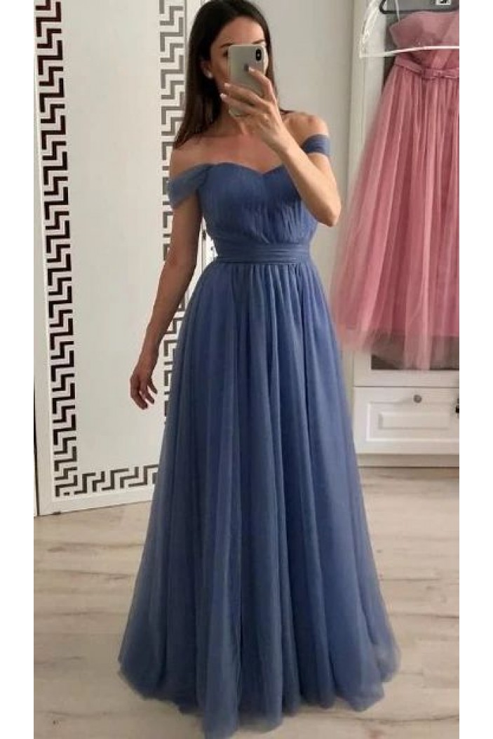 A-Line Off-the-Shoulder Long Prom Dresses Formal Evening Gowns 601965