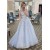 A-Line Tulle Lace V-Neck Long Prom Dresses Formal Evening Gowns 601973