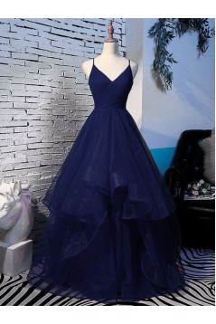 A-Line Spaghetti Straps Long Prom Dresses Formal Evening Gowns 601976