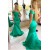 Mermaid One-Shoulder Long Green Satin Prom Dresses Formal Evening Gowns 601987