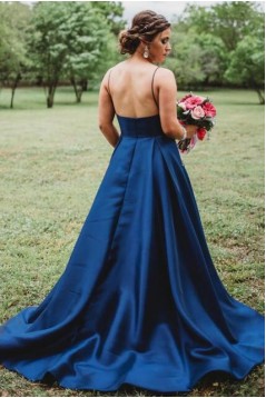 A-Line V-Neck Long Prom Dresses Formal Evening Gowns 601989