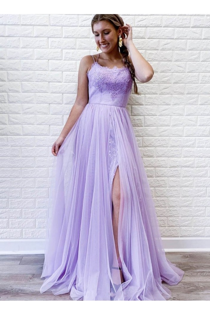 A-Line Lace Long Prom Dresses Formal Evening Gowns 601995