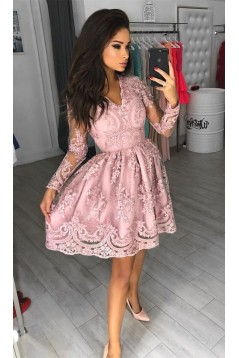 Short Prom Dress Long Sleeves Homecoming Dresses Graduation Party Dresses 701017