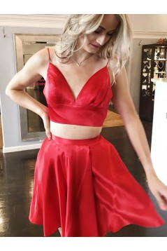 Short Red Two Pieces Prom Dress Homecoming Dresses Graduation Party Dresses 701057