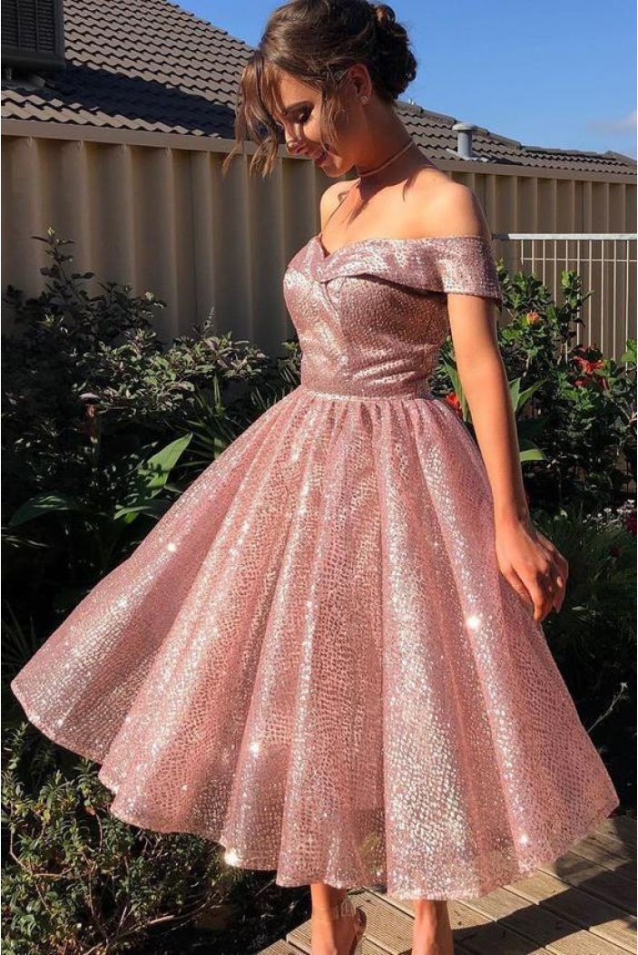 A-Line Sparkle Prom Dress Homecoming Graduation Cocktail Dresses 701154