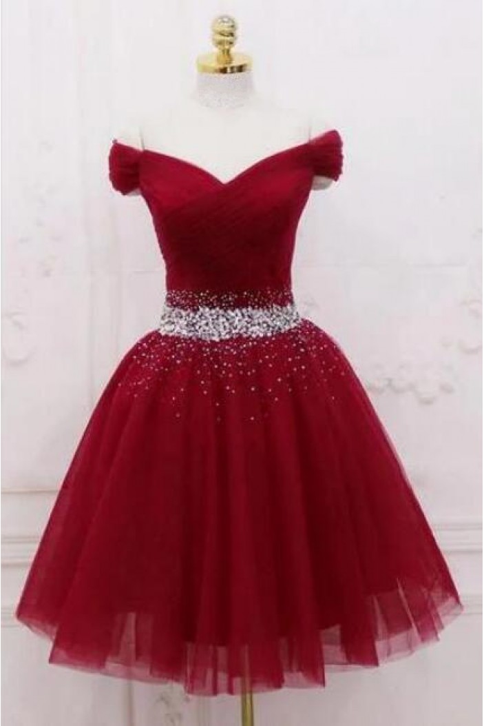 A-Line Beaded Short Prom Dress Homecoming Graduation Cocktail Dresses 701165