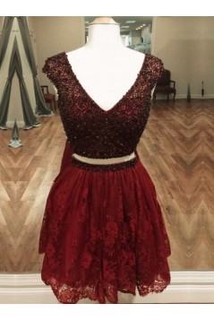 Short Black Lace Prom Dress Homecoming Graduation Cocktail Dresses 701206