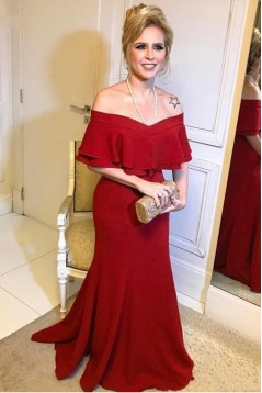 Long Red Mermaid Mother of the Bride Dresses 702030