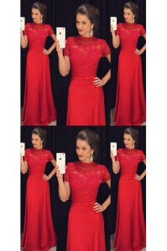 Long Red Beaded Lace Mother of the Bride Dresses 702072