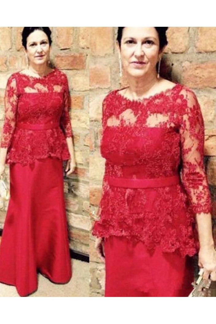 Long Red Mermaid Lace Mother of the Bride Dresses 702076