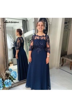 A-Line Beaded Lace Long Mother of the Bride Dresses 702091