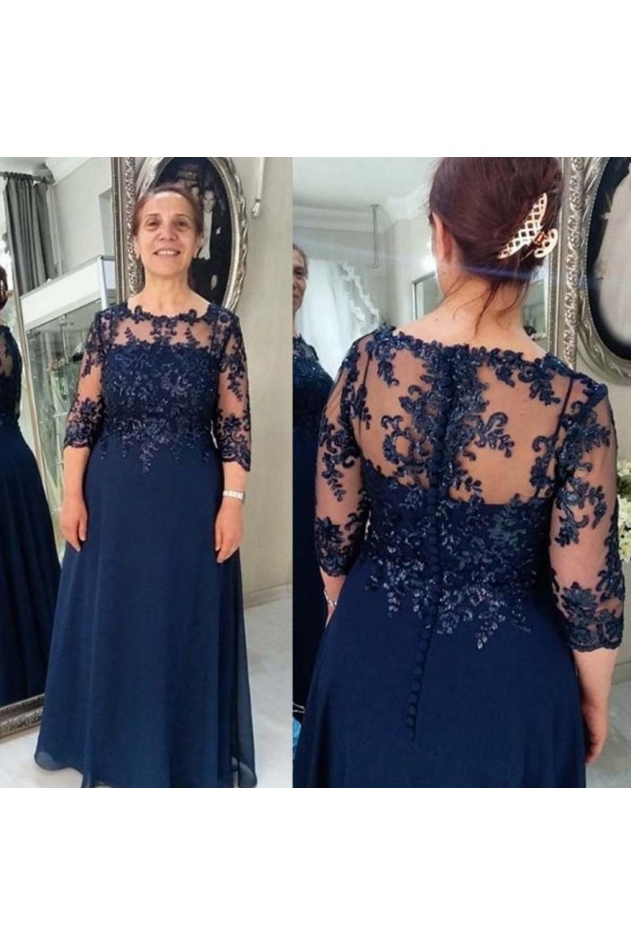 A-Line Beaded Lace Long Mother of the Bride Dresses 702091