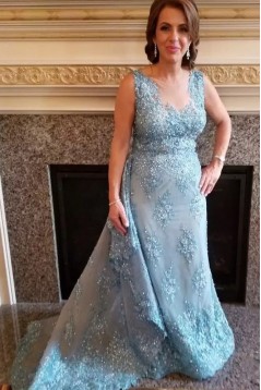 Elegant Beaded Lace Long Mother of the Bride Dresses 702103