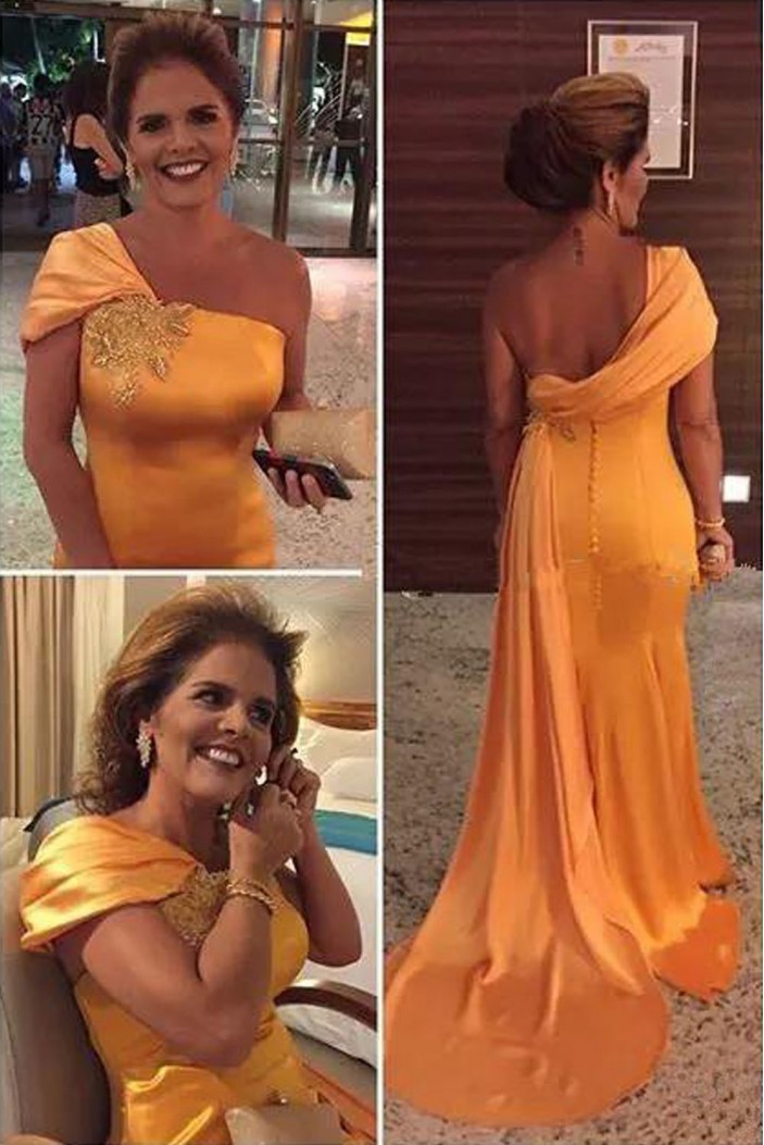 Mermaid One Shoulder Long Mother of the Bride Dresses 702131