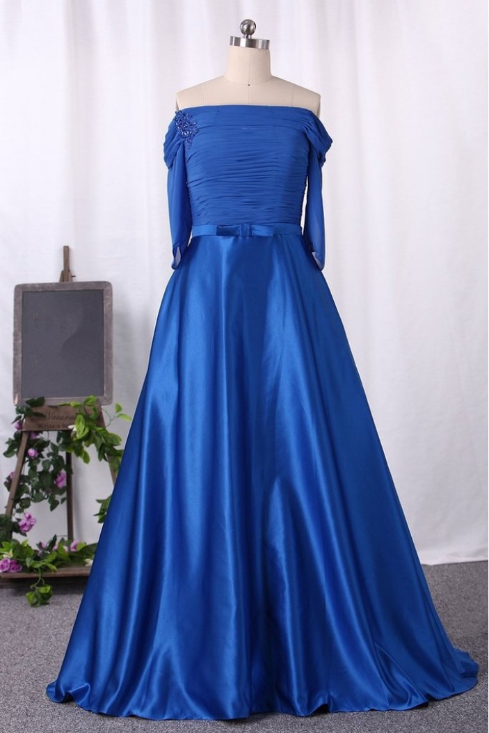 A-Line Off the Shoulder Long Mother of the Bride Dresses 702132