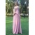 Long Pink Lace Off the Shoulder Mother of the Bride Dresses 702136