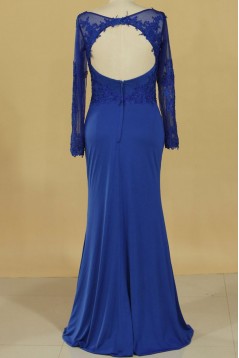 Mermaid Royal Blue Lace Long Mother of the Bride Dresses 702137