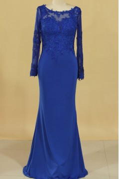 Mermaid Royal Blue Lace Long Mother of the Bride Dresses 702137