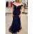 Mermaid Off the Shoulder Navy Blue Lace Mother of the Bride Dresses 702156