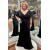 Long Black Mermaid V Neck Mother of the Bride Dresses 702168
