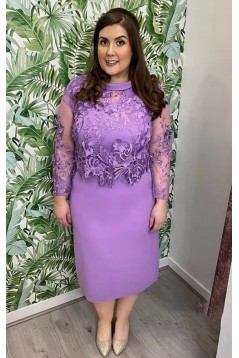 Short Purple Lace Mother of the Bride Dresses 702172
