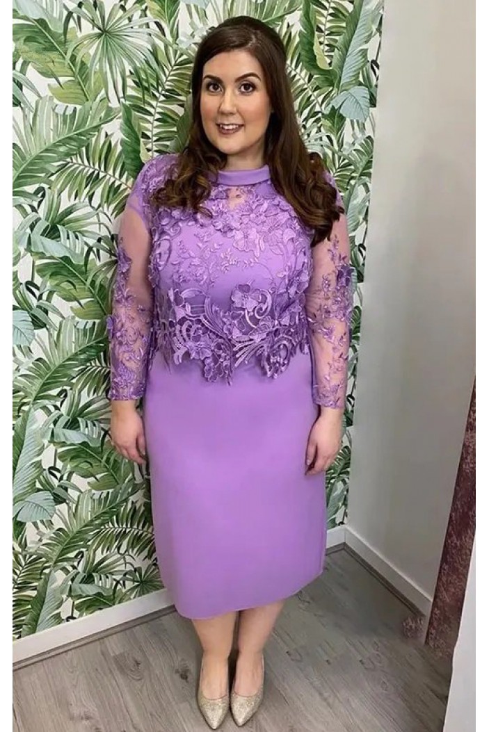 Short Purple Lace Mother of the Bride Dresses 702172