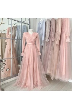 A-Line Long Sleeves Tulle Mother of the Bride Dresses 702173