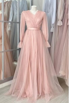 A-Line Long Sleeves Tulle Mother of the Bride Dresses 702173