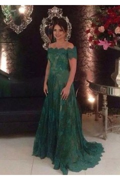 A-Line Off the Shoulder Lace Long Mother of the Bride Dresses 702176