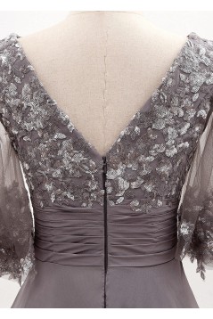 A-Line Chiffon and Lace Long Mother of the Bride Dresses 702179