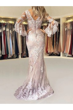 Mermaid Lace Mother of the Bride Dresses with Sleeves 702194