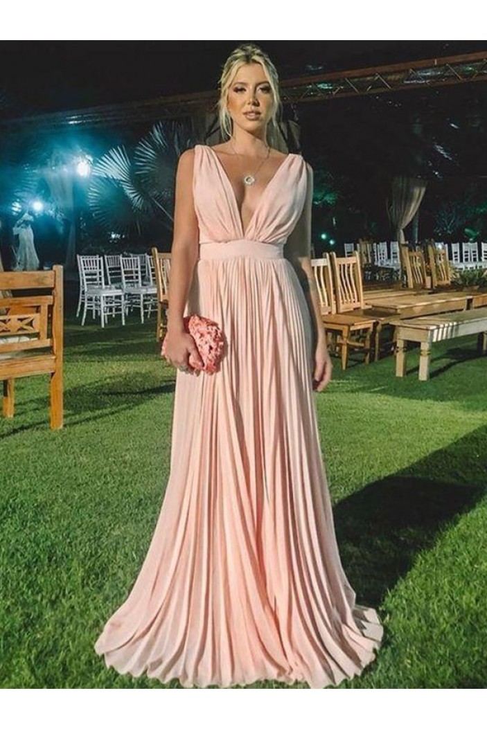 A-Line V Neck Long Mother of the Bride Dresses 702195