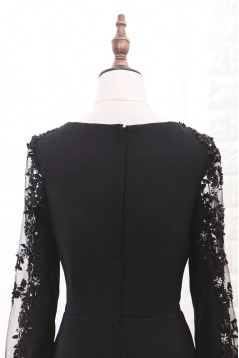 Long Black Mermaid Lace Long Sleeves Mother of the Bride Dresses 702198