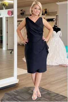 Short Black V Neck Mother of the Bride Dresses 702200