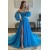 A-Line Chiffon Pleated Long Prom Dresses with Sleeves 801004