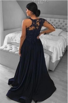 A-Line Chiffon and Lace One Sleeve Prom Dresses 801012