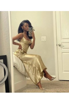 Simple Spaghetti Straps Square Floor Length Prom Dresses 801013