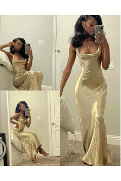 Simple Spaghetti Straps Square Floor Length Prom Dresses 801013