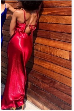 Simple Spaghetti Straps Square Floor Length Prom Dresses 801013