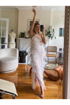 Halter Tiered Floor Length Long Prom Dresses 801018